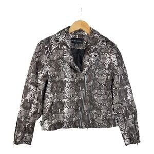 Colleen Lopez Snake Print Asymmetrical Jacket size XS Brown/White‎